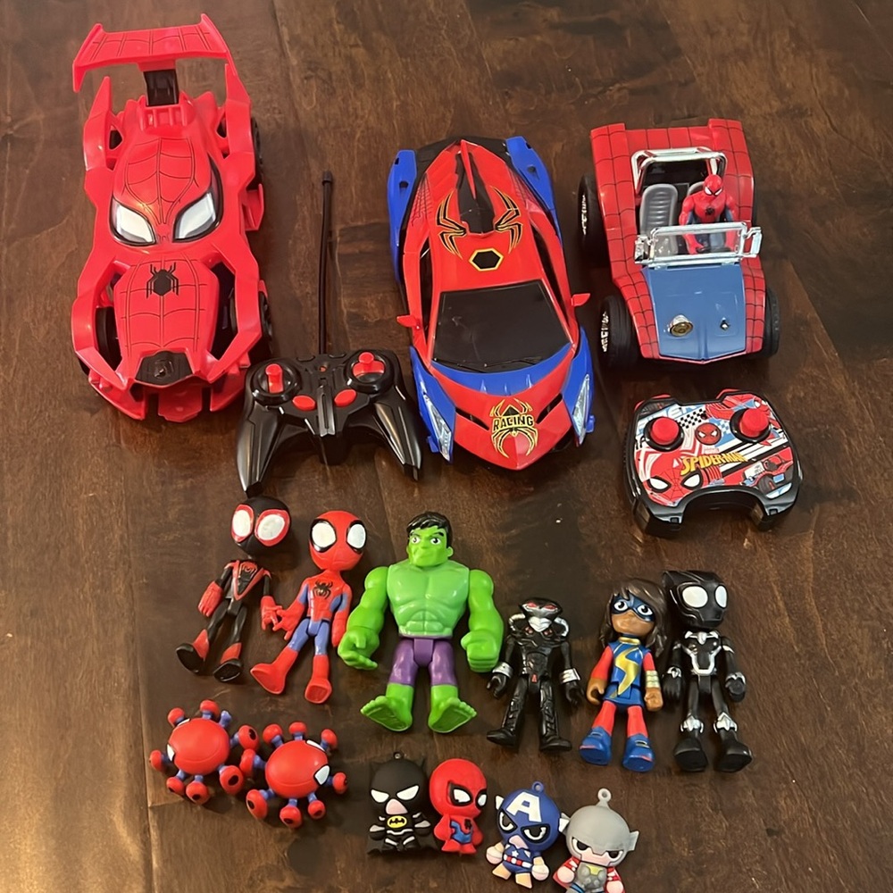 Red and Blue Toy Cars and Vehicles Set